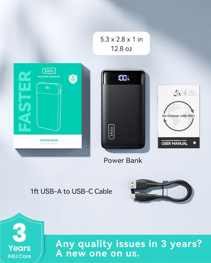 Portable Charger, 22.5W 20000Mah USB C in & Out Power Bank Fast Charging, PD 3.0+QC 4.0 LED Display Phone Battery Pack Compatible with Iphone 16 15 14 13 Pro Samsung S23 Google Ipad Tablet, Etc